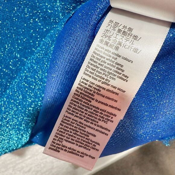 NWT TOPSHOP BLUE METALLIC GLITTER FUNNEL NECK TOP Women’s US 12 LONG SLEEVE - Picture 6 of 10